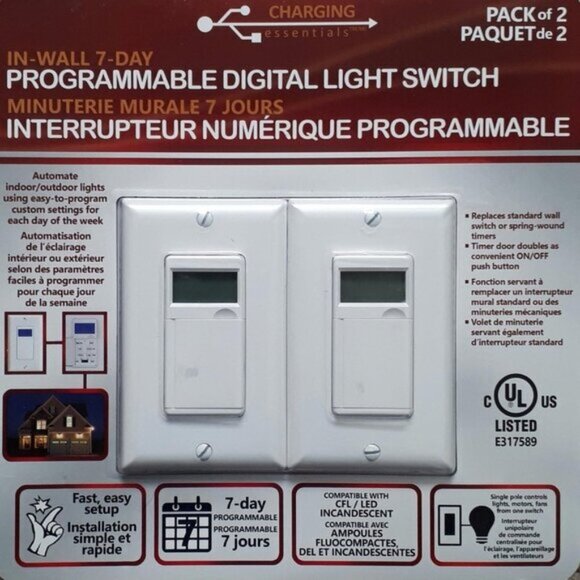 Other - Charging Essentials In Wall 7 Day Programmable Digital Light Switch 2 Pack